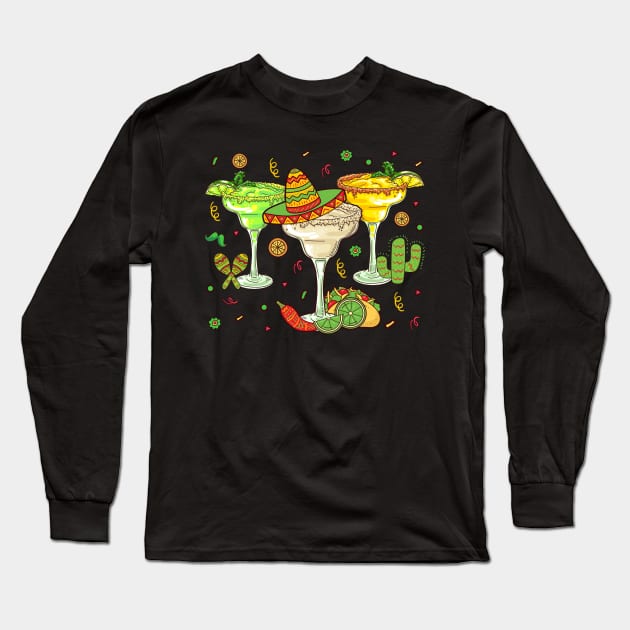 Mexican Margarita Glasses Long Sleeve T-Shirt by antrazdixonlda